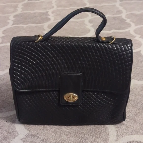 Black Leather Quilted Crossbody Purse - Picture 1 of 11